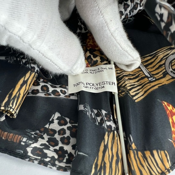 NICOLE MILLER DESIGNER BLACK WITH UMBRELLA PRINTS ALL OVER, 100% POLYESTER - Picture 11 of 12